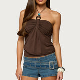 Itzel Ring Gathered Halter Top