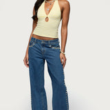 Maylah Keyhole Striped Textured Halter Top