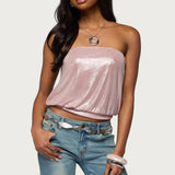Leira Silky Sparkly Strapless Top