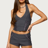 Lirah Laced Up Halter Top