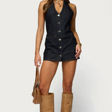 Destinee Denim Halter Mini Dress