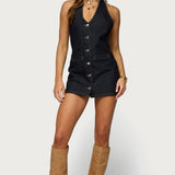Destinee Denim Halter Mini Dress