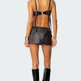 Sadaf Faux Leather Bra Top