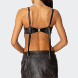 Sadaf Faux Leather Bra Top