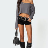 Studded Belt Denim Micro Shorts