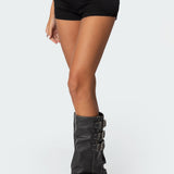 Studded Belt Denim Micro Shorts