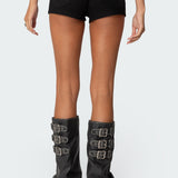 Studded Belt Denim Micro Shorts