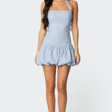 Pinstripe Bubble Skirt Mini Dress