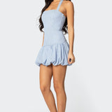 Pinstripe Bubble Skirt Mini Dress