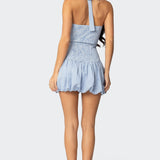 Pinstripe Bubble Skirt Mini Dress
