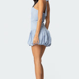 Pinstripe Bubble Skirt Mini Dress