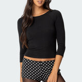 Mary Quarter Sleeve Wide Neck Top