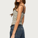 Gretta Striped Ribbed Tank  Top