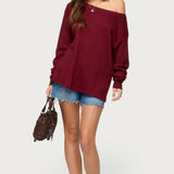 Damari Off Shoulder Oversized Waffle Top