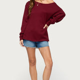 Damari Off Shoulder Oversized Waffle Top