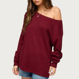 Damari Off Shoulder Oversized Waffle Top