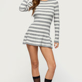 Caisyn Striped Ribbed Knit Mini Dress