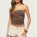 Marey Iridescent Ruched Strapless Top