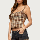 Sanya Backless Plaid Top