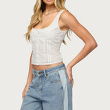 Embroidered Cotton Button Up Top