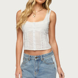 Embroidered Cotton Button Up Top