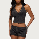 Sloane Faux Suede Halter Top