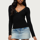 Rossie Stud & Button Top