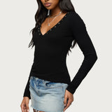 Rossie Stud & Button Top