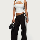 Elisia Twist Cutout Flower Lace Top