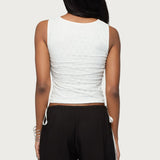 Elisia Twist Cutout Flower Lace Top