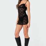Melia Sheer Lace Mini Dress