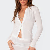 Caia Sheer Knit Button Up Shirt