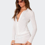 Caia Sheer Knit Button Up Shirt