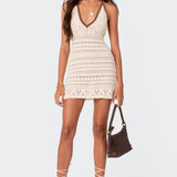 Coastal Crochet Halter Mini Dress