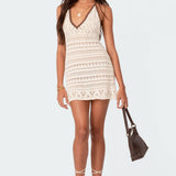 Coastal Crochet Halter Mini Dress