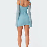 Ariel Off Shoulder Mesh Mini Dress