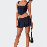 Pinstripe Low Rise Pleated Micro Skort