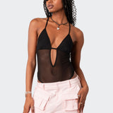 Alva Open Back Sheer Mesh Bodysuit