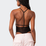 Alva Open Back Sheer Mesh Bodysuit