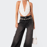 Scoop Neck Open Back Crop Top