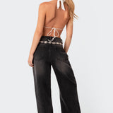 Scoop Neck Open Back Crop Top