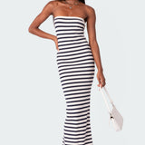 Knit Back Slitted Maxi Dress
