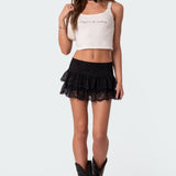 Ruffle Lace Low Rise Mini Skirt