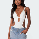 Textured Cut Out Bodysuit