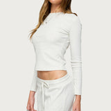 Cicilia Long Sleeve Ribbed T Shirt