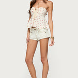 Izzey Polka Dot Strapless Babydoll Top