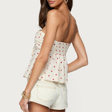 Izzey Polka Dot Strapless Babydoll Top