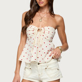 Izzey Polka Dot Strapless Babydoll Top
