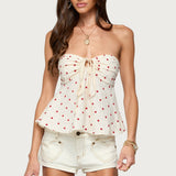 Izzey Polka Dot Strapless Babydoll Top