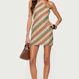 Agua Zigzag One Shoulder Mini Dress